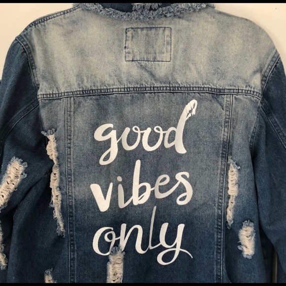 Plus Size Distressed Jean Jacket - Picture 6 of 7